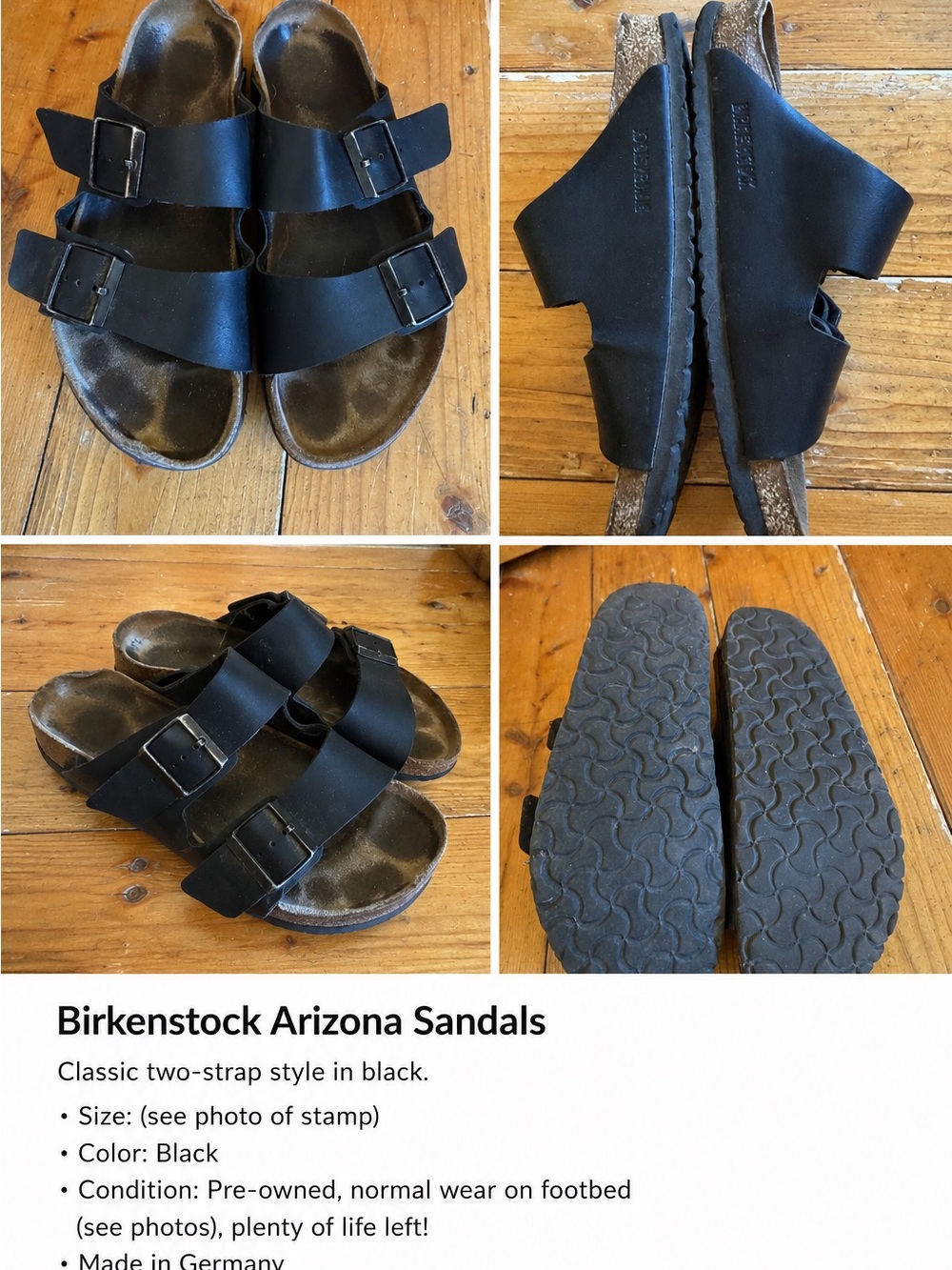 Birkenstock Women's Arizona Black Two-Strap Sandals Size 39